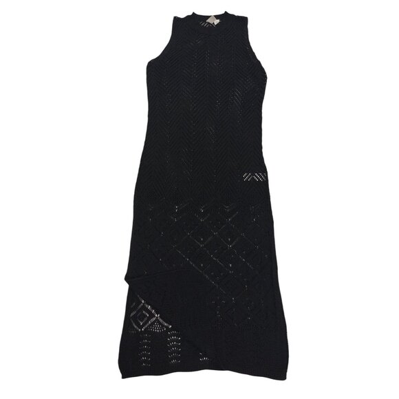 Joie Black Sleeveless Knit Crochet Pattern Midi Dress XS, NWOT. - Picture 4 of 7